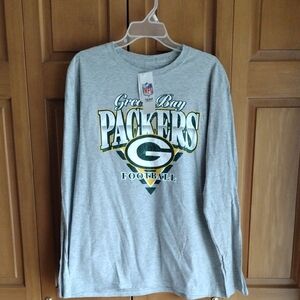 Green Bay Packers NFL Gray Long Sleeve Shirt Size L NWT